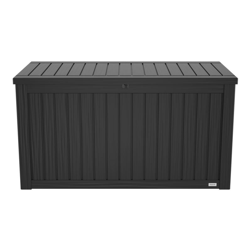 LifeGoods Cushion Box L - Kunststoff - 570L - Gasdruckfeder - Wetterfest - XXL Aufbewahrungsbox - Dunkelgrau