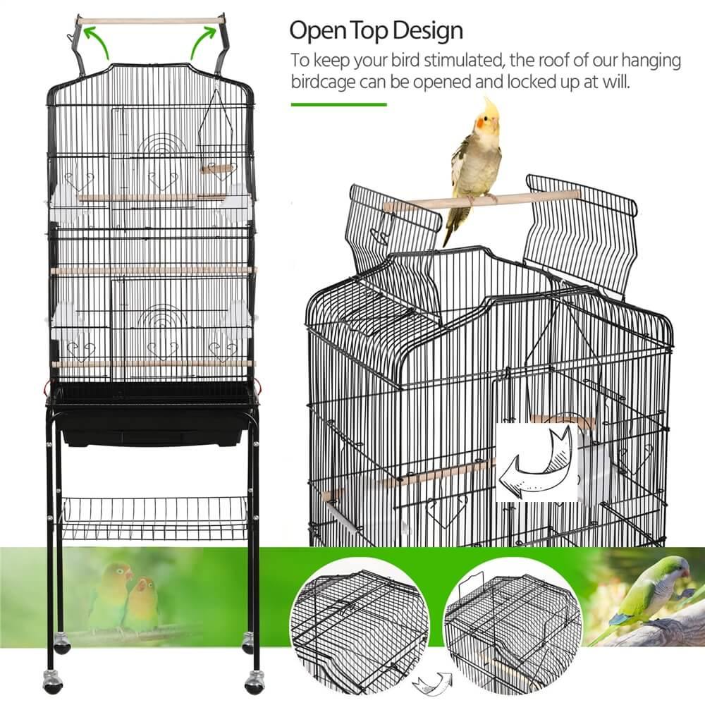Yaheetech Großer Vogelkäfig mit Ständer – 92 x 46 x 35,3 cm – 1 cm Gitterabstand