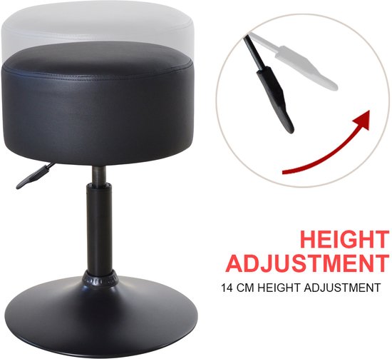 VDD – Hocker – Schwarzer Hocker – Höhenverstellbare Hocker – Hocker zum Sitzen – Höhenverstellbarer Hocker