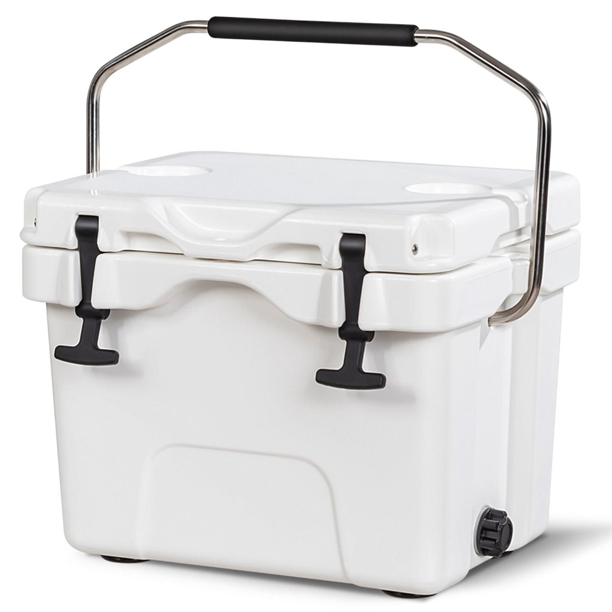 Coast Kühlbox – 15 Liter – mit Tragegriff und Auslaufstopfen – 2 Becherhalter – weiß