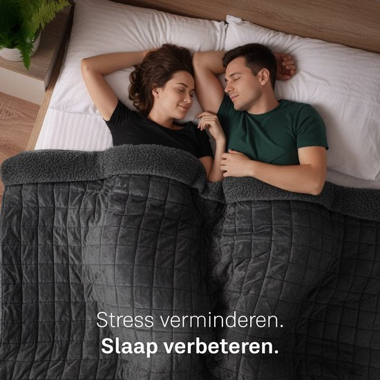 CozySense® Gewichtsdecke 11 kg - 2-Personen - Gewichtsdecke - Gewichtsdecke - GLASS-Flow® Druckverteilung - Gewichtsdecke - Flanell-Samt & Sherpa - Schwarz