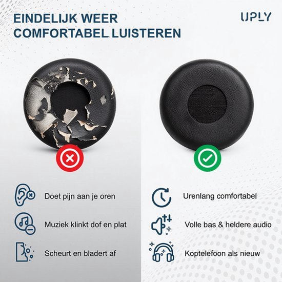 Ohrpolster-Set für Jabra-Kopfhörer – Evolve 20 Ohrpolster – Evolve 20/20se/30/30II/40/65 – Kunstleder mit Memory-Schaum