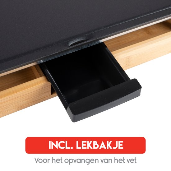 alpina Teppanyaki Grillplatte - Tischgrill - Antihaft - 2000W - 43x22,5cm - Schwarz