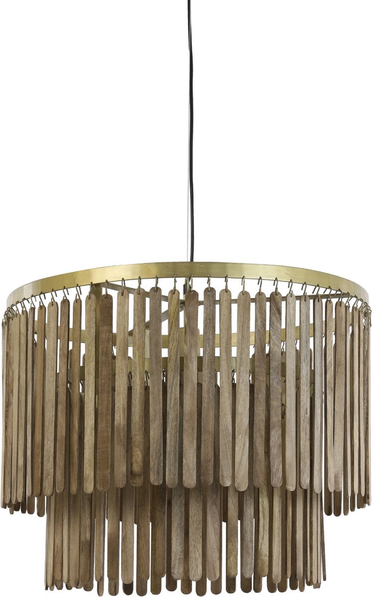 Light & Living Gularo Pendelleuchte - Dunkelbraunes Holz - Ø60cm - Modern & Luxe
