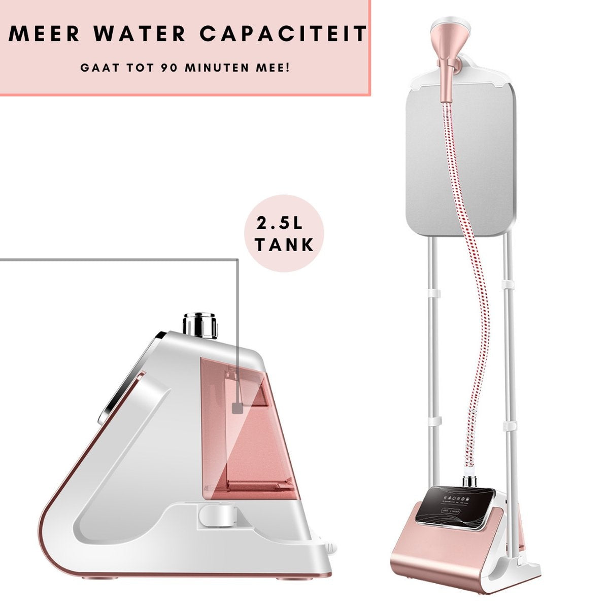 Niceey Wäschedampfer - 1800W - inkl. Bügelbrett - Pink