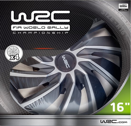 WRC Radkappen 16 Zoll - silber/schwarz - 4 Stück