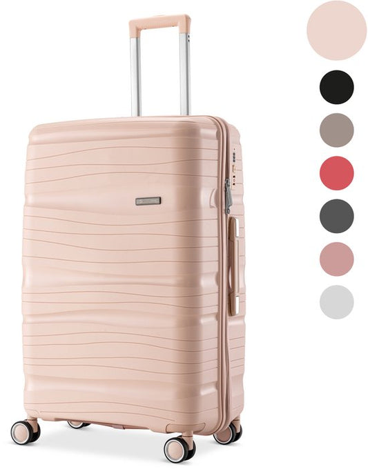 SKYCASES Travelin' Charm - 24-inch Medium Reisekoffer - Zahlenschloss - 41x24x69 cm - 68L - Leicht, wasserdicht & langlebig - Hellrosa