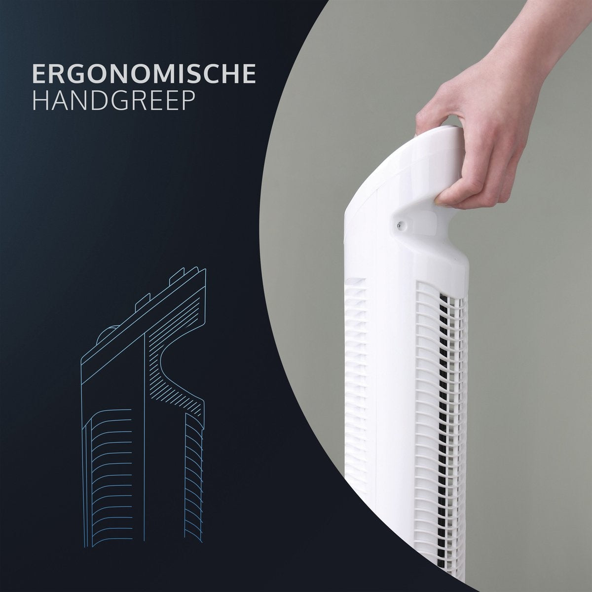 JAP Quebec - Turmventilator - Schwenkender Säulenventilator - Standventilator - Tischventilator - Mit Timer - Weiß