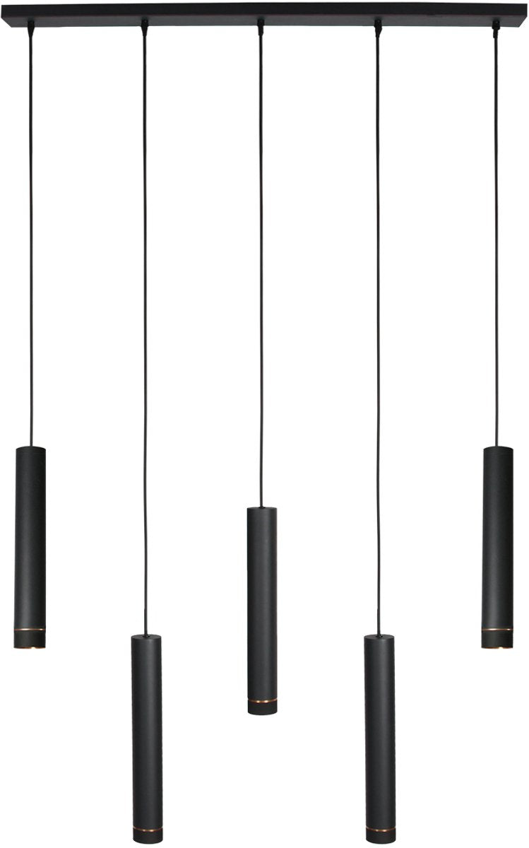Mexlite Pendelleuchte DownLume - 5-flammig - Schwarzes Metall - Große Esstischlampe - GU10 - Modernes Design