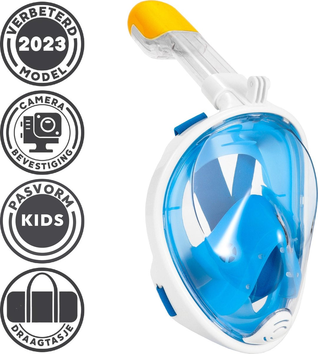 Gadgy Tauchmaske Full Face Kids - Taucherbrille mit Schnorchel - Schnorchelset Kids - Schnorchelmaske - Blau