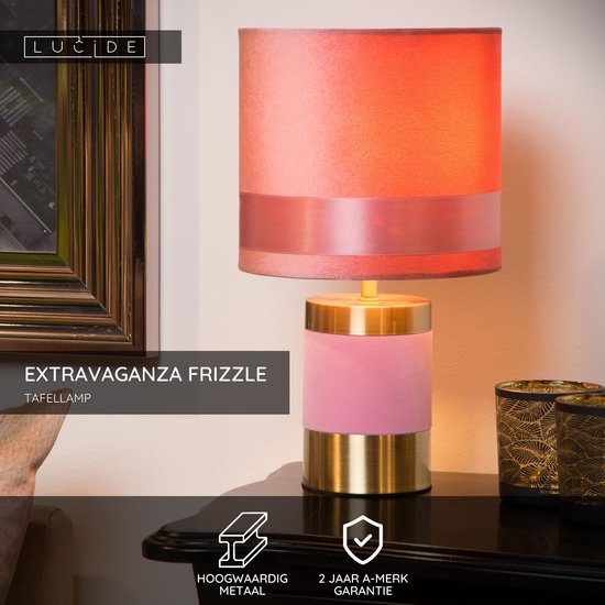 Lucide EXTRAVAGANZA FRIZZLE – Tischlampe – Ø 18 cm – 1xE14 – Rosa