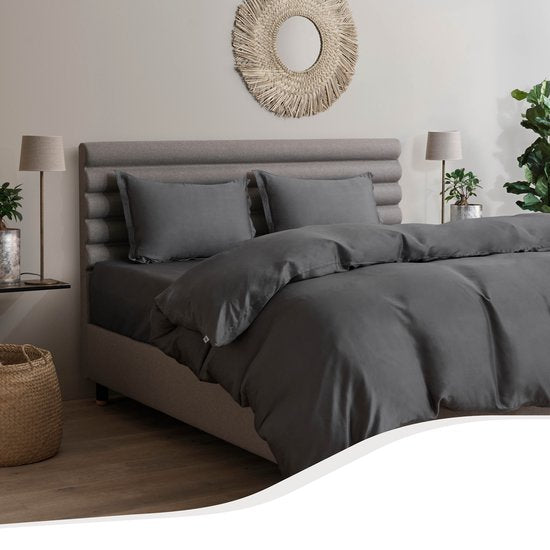 Home by TEMPUR - Bettbezug - 200 x 220 cm - Anthrazit & Bambusfasern - Seidig weich & bügelfrei - Natürliche Temperaturregulierung und moderner Look
