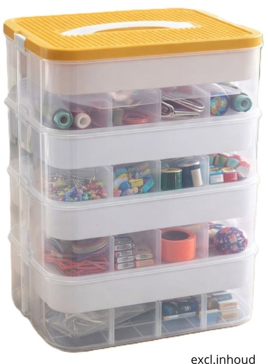 Ceruzo Spielzeug-Aufbewahrungsbox – 4 Ebenen – Transparent – Stapelbar – Organizer – Einlegeböden