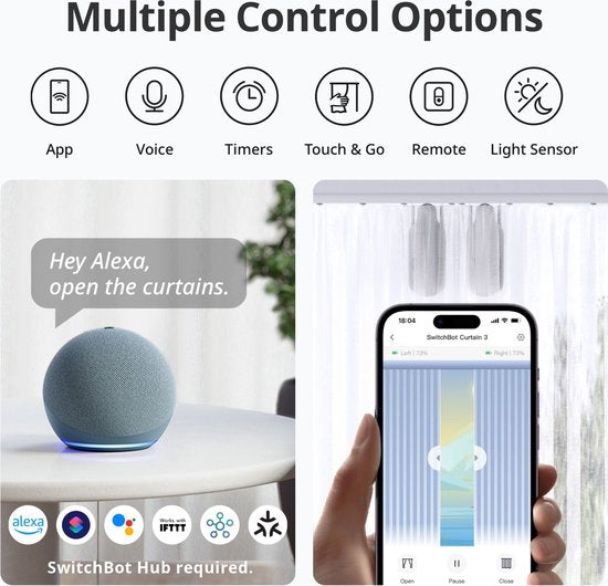 SwitchBot Curtain – U-Rail Version 3 (2023) – Weiß – Smart-Home-Vorhangmotor – Smart-Vorhang – Automatischer Vorhang