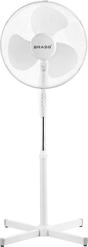 BRASQ Stativventilator - 40 cm - Weiß - Höhenverstellbar - 3 Geschwindigkeiten - 40 Watt