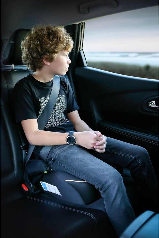 Carkids I-Size Sitzerhöhung Alex – Entspricht der Norm I-Size R-129 – Für Kinder von 125–150 cm – Abnehmbarer und waschbarer Bezug – Flexible Montage – Schwarz/Weiß