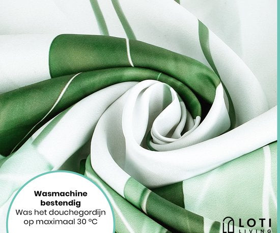 Loti Living Duschvorhang - Anti-Schimmel - Polyester - 120x200 cm - Grün/Weiß