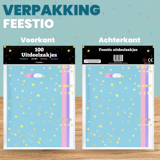 Feestio Sharing Bags 100 Stück - Candy Bags - Treat Bags Kinderparty - Geschenktüten Geschenktüten