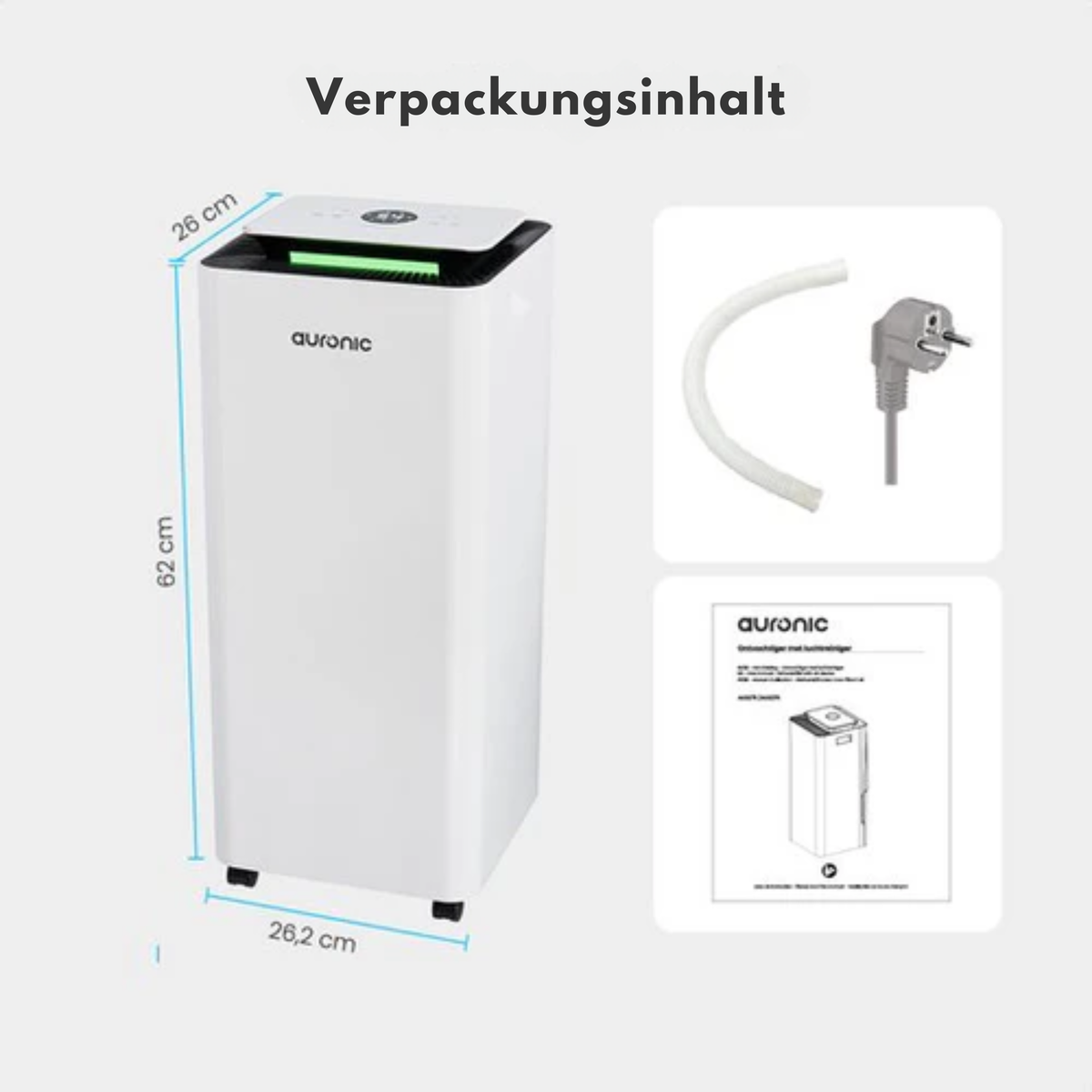 Auronic Luftentfeuchter und Luftreiniger - Pro Series - 16 l pro Tag - Waschtrockenfunktion - Schlafzimmer, Badezimmer und Wohnzimmer - Weiß