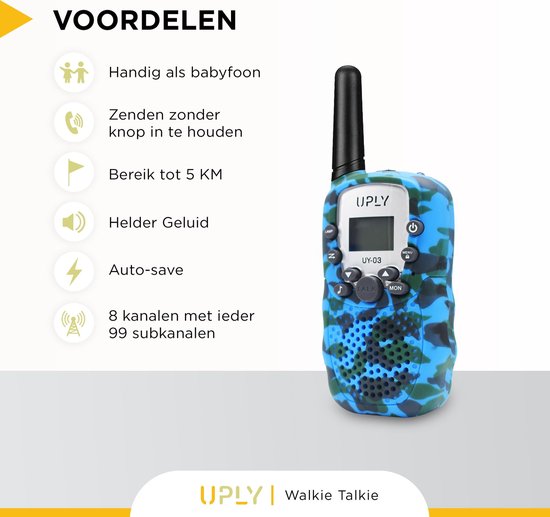 UPLY Walkie Talkie für Kinder und Erwachsene -Portophon - 5KM Reichweite - 3er Set