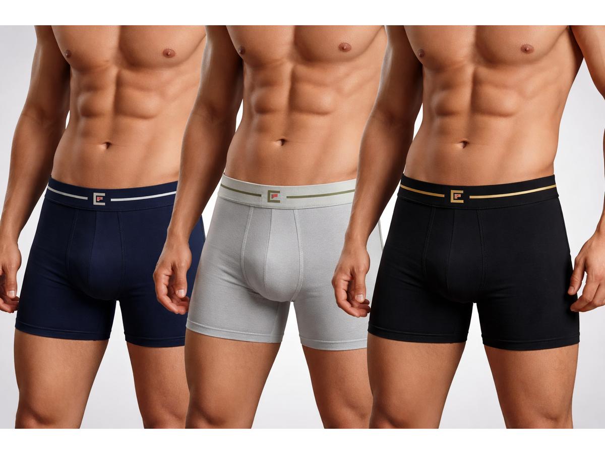 Bamboo Elements Boxershorts für Herren – 3er-Pack – dunkle Farben – Größe M