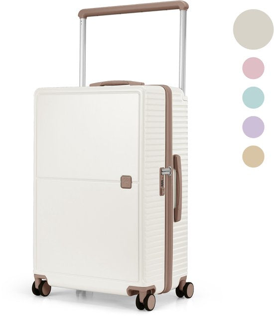 Skycases City Walker - Mittelgroßer Reisekoffer 77L - Leicht und robust - 360° Spinner-Räder - Original TSA-Schloss - Inklusive Schutzhülle & Nassbeutel - 66 x 45 x 26 cm - Beige