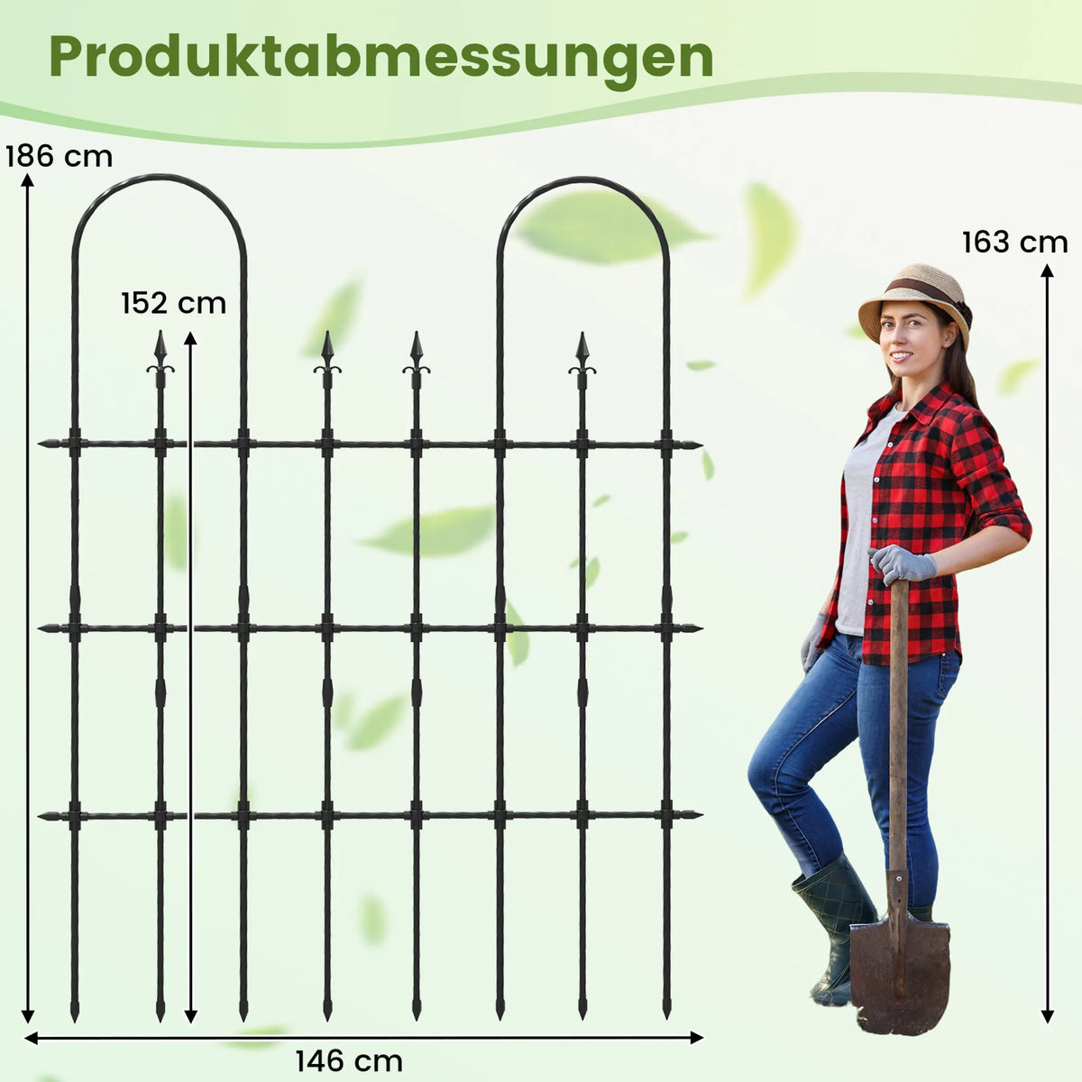 Coast Pflanzenregal für Kletterpflanzen und Rosen - 146 x 186 cm - Schwarzes Metall-Gartenregal für Blumen, Gemüse und Kletterpflanzen