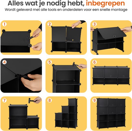 Goliving Faltbarer Aufbewahrungsschrank - 24 Paare - 92 x 82 cm - Schuhschrank - Schuhregal mit Türen - Schuhbank - Schwarz