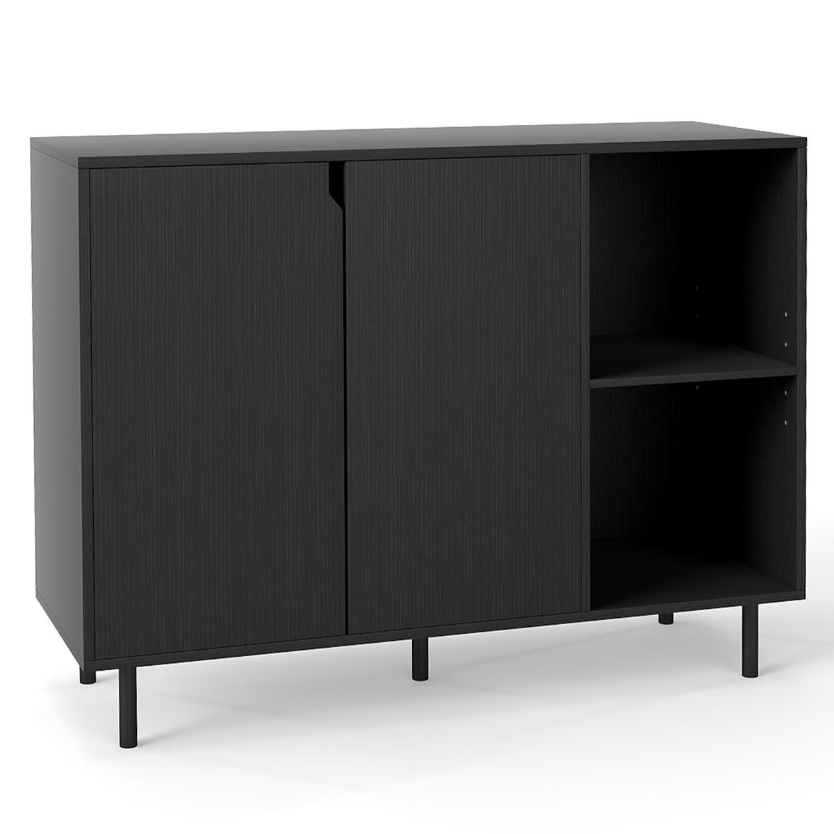 Coast Kommode mit 4 Fächern und 2 Türen – verstellbare Einlegeböden – schwarz – 106 x 38 x 80 cm