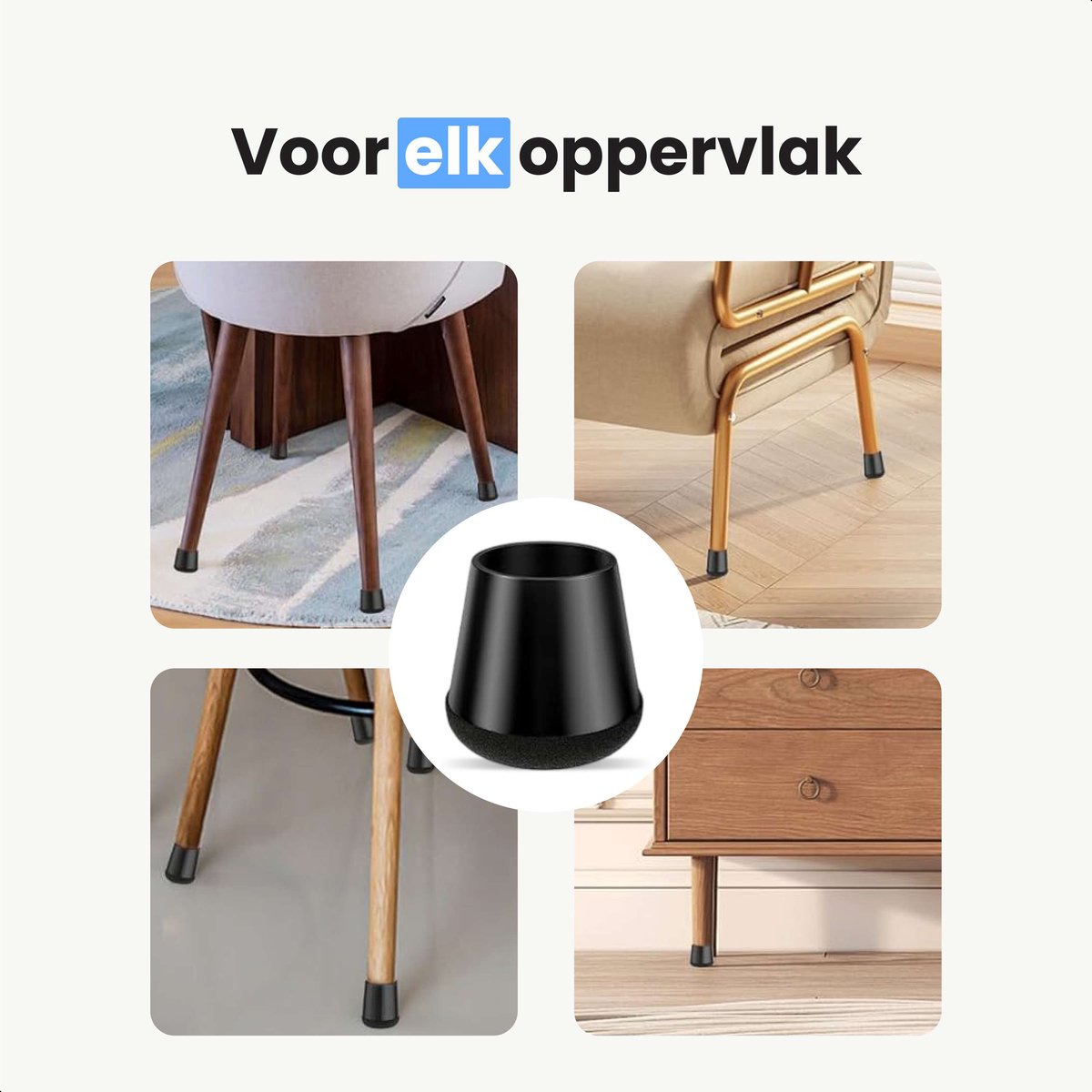 Luft Stuhlbeinschoner mit Filz - 32 Stück - Rund - 12-16 mm - Schwarz - Anti-Kratz-Bodenschutz - Stuhlbeinkappen mit Schalldämpfung