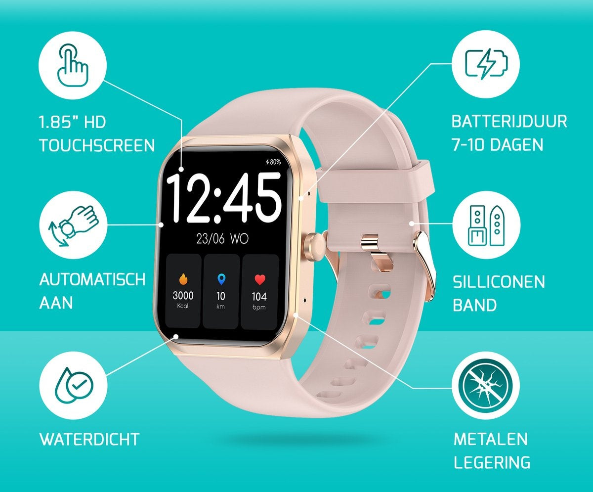 FITAGE Smartwatch - Schrittzähler - Sportuhr - Rosa