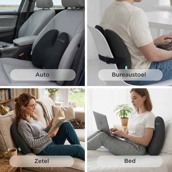 CozySense® Rückenstütze - Verstellbares Rückenkissen für den unteren Rücken - Lumbalkissen für Auto, Bürostuhl, Bett & Sofa - Ergonomisch - Mit Coolgel - Mittlere Festigkeit - Waschbarer Bezug