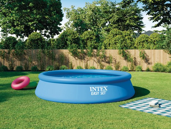 Intex Easy Set Aufblasbares Schwimmbecken-Set – Ø 396 x 84 cm mit Filterpumpe