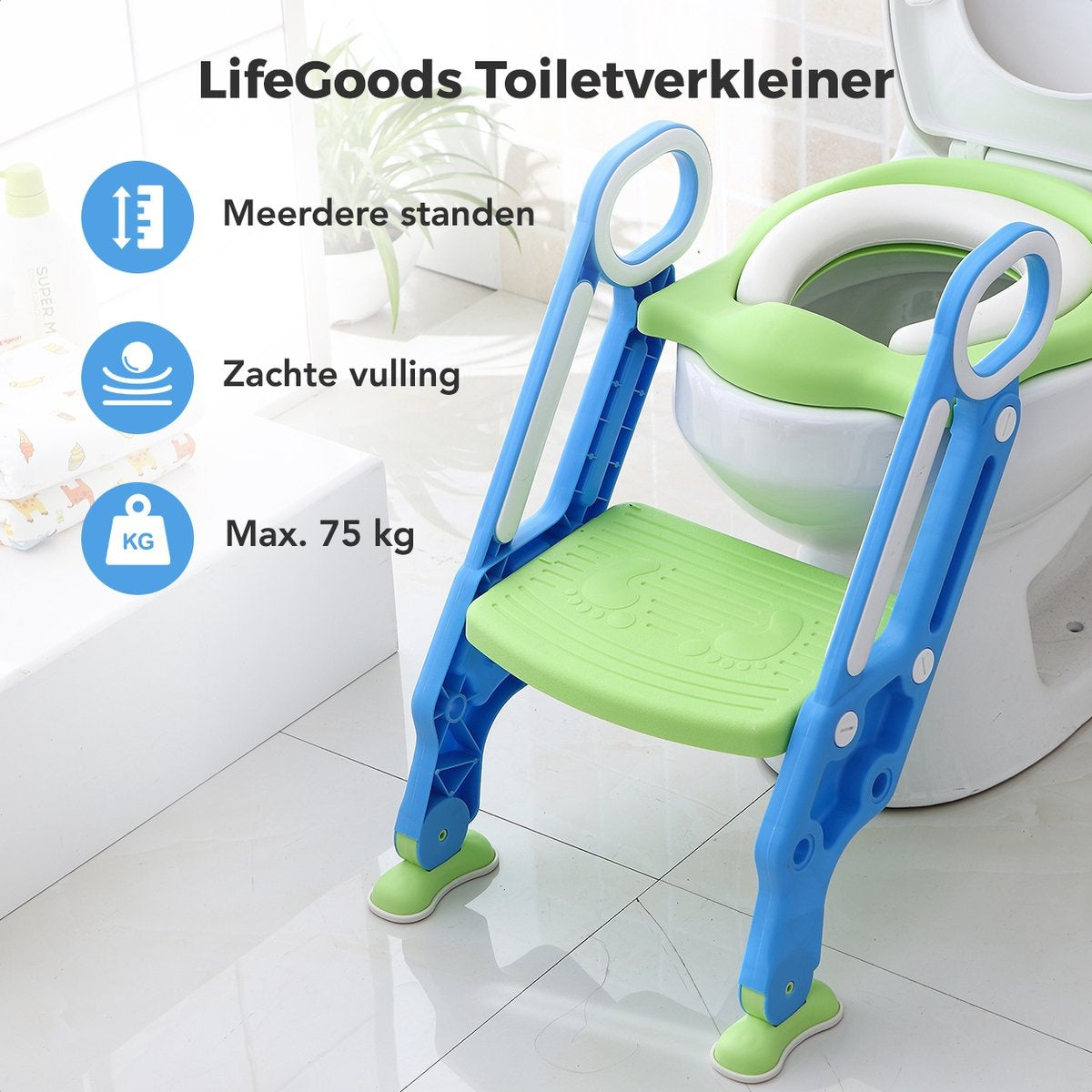 LifeGoods Toilettensitzverkleinerer - Töpfchen Kleinkind - 2 bis 7 Jahre - Grün/Blau