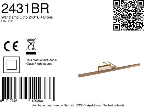 Steinhauer Litho LED - Wandleuchte Classic - Bronze - H:9,4cm - Universal - Für Innen - Metall - Wandleuchten - Schlafzimmer - Wohnzimmer