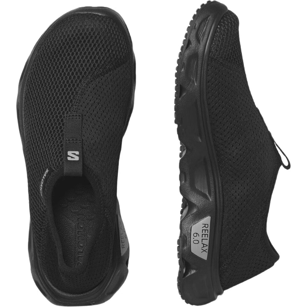 Salomon Reelax Moc 6.0 Erholungsschuhe für Damen – Schwarz – Slipper mit umklappbarem Fersenbereich – atmungsaktives Mesh – Größe 37 1/3