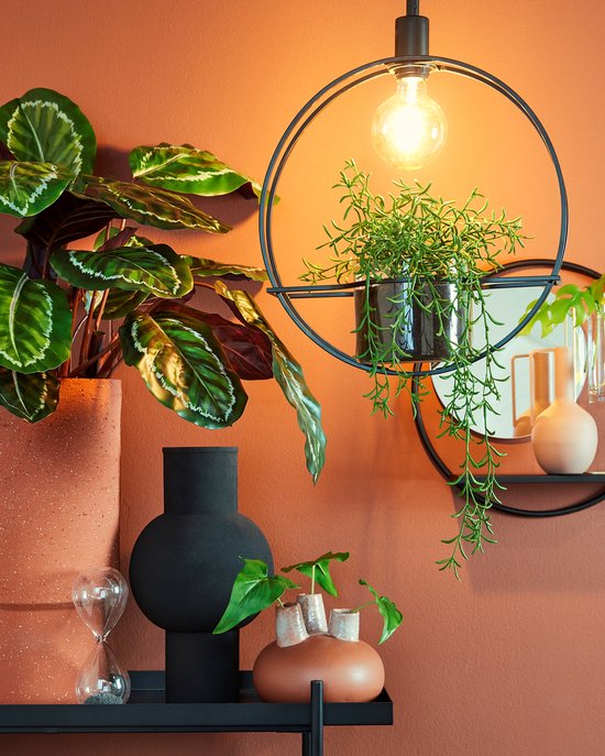 Mica Decorations Phoenix Wandspiegel - B11 x Ø39 cm - Metall - Schwarz