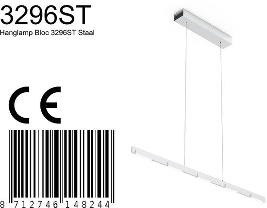 Steinhauer - Pendelleuchte - Bloc - Stahl - Glas Metall - Designleuchte - LED - 3296ST