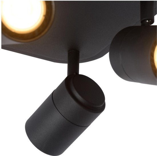 Lucide LENNERT – Deckenstrahler (Deckenleuchte) für das Badezimmer – LED, dimmbar – GU10 – 4 × 5 W, 3000 K – IP44 – Schwarz