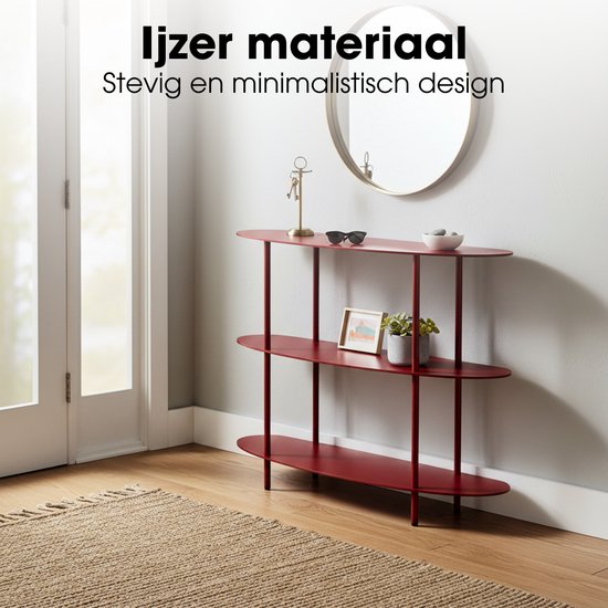 Mica Decorations Wandregal – Aufbewahrungsregal und Metall-Wandregal zur Dekoration im Wohnzimmer – Geeignet für Pflanzen und Accessoires – Stabiles Regal aus Eisen – 90 x 28 x 81 cm – Rot