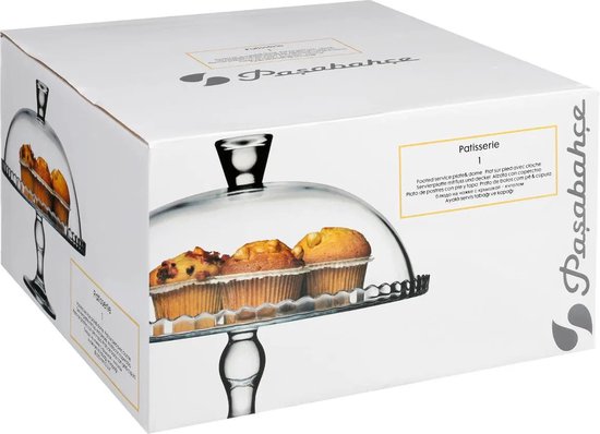 Pasabahce-Platte – mit Glasglocke – Glas – 32,2 cm