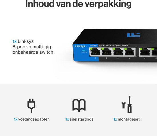 Linksys LN2308 – Netzwerk-Switch – Unmanaged – 2500 Mbit/s – 8 Anschlüsse