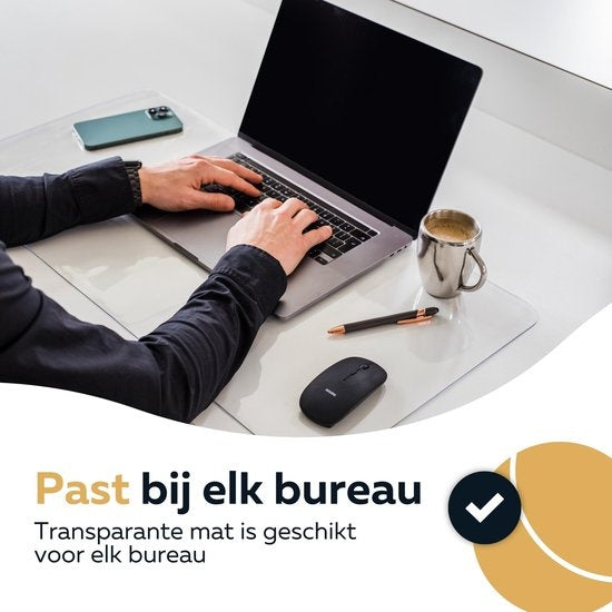 WURK Professional Schreibtischunterlage Transparent - Schreibtisch-Organizer - Inklusive Kabelclip - 80x40