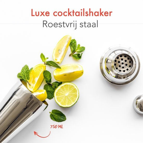 KitchenBrothers Cocktail Set mit Cocktail Shaker - 11 Teile - Komplettset - Geschenkverpackung - Naturholz