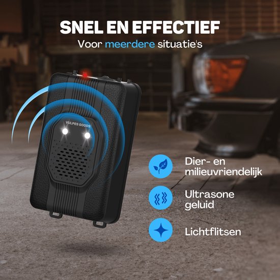 Vulpes Goods® Repellent Marderabwehr - Schädlingsabwehr - Multifunktionsset Indoor & Outdoor - Batterien, 12V & Autobatterie - Marder, Mäuse & Ratten - Steinmarderabwehr PRO - inkl. Batterien