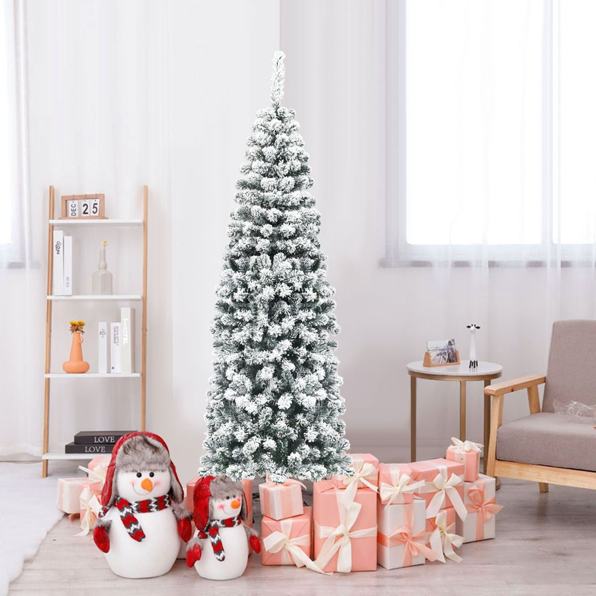 Coast Pencil Weihnachtsbaum mit Schnee - mit Metallsockel - 180 cm