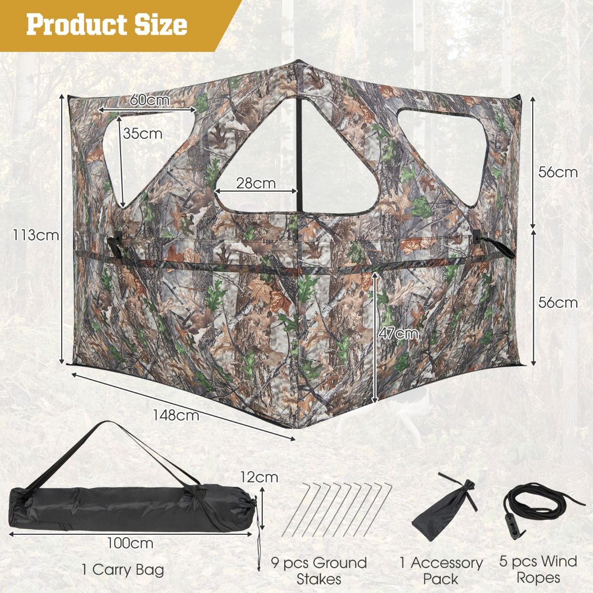 Coast Hunting Lodge Portable mit Fenster - 148 x 113 cm - Camouflage