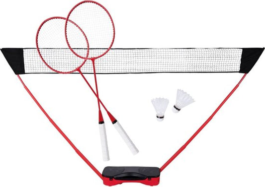 Donnay Badminton Set - 2 Personen - Badmintonschläger - Schläger - Badmintonnetz - Inkl. Reisekoffer - Schwarz/Rot