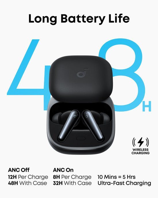 soundcore Liberty 5 von Anker – Kabellose Ohrhörer mit Geräuschunterdrückung – 2-mal stärkere Sprachunterdrückung – Adaptive Geräuschunterdrückung in Echtzeit – Schnellladefunktion – Dolby Audio – Klare Gespräche dank 6 Mikrofonen und KI – Lange Akkulaufz