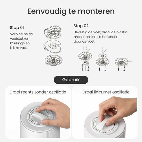 Energieeffizienter Ventilator – Turmventilator mit 3 Gebläsestufen und Schwenkfunktion – Schlafzimmer – Weiß – JAP Quebec